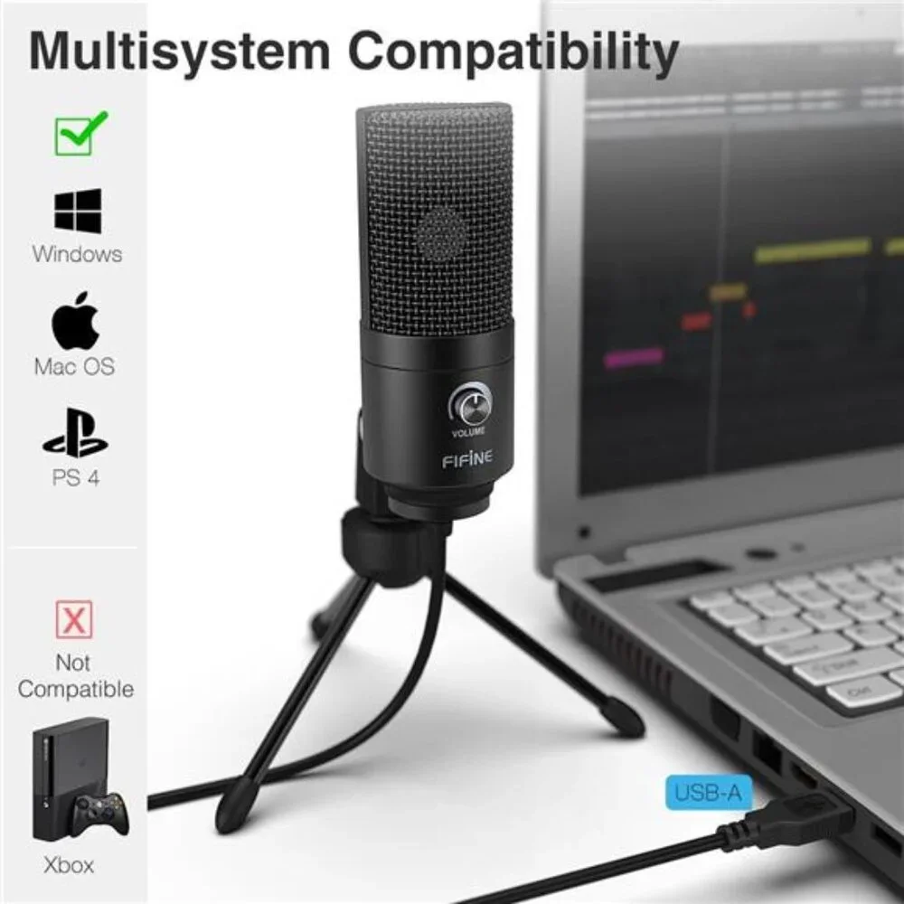 USB Microphone, Metal Condenser Recording Microphone